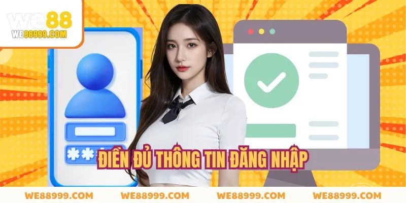 Điền đúng và đủ thông tin đăng nhập We88